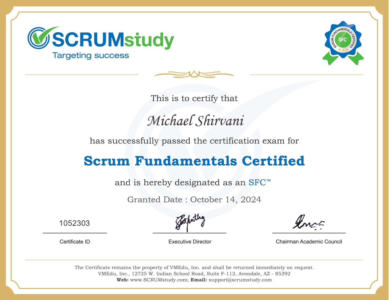 SCRUM Fundamental Certification